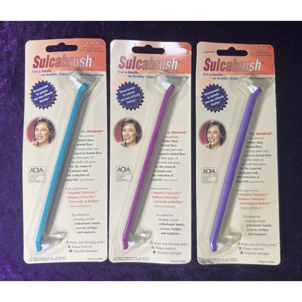 Sulcabrush Lot of 3 Healthy Gums Dental Oral Cleaning Gum Brush Sealed New